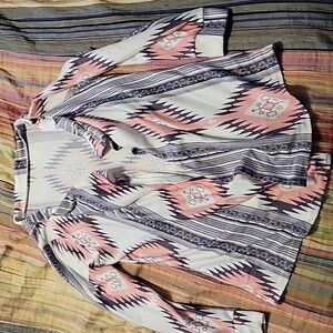 Source Unknown Pink and Black Patterned Top